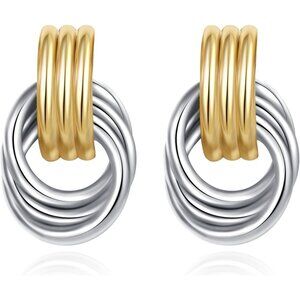 Women's Gold Silver Knot Plated Earrings Dangle Chunky Drop Dangle Gold Jewelry